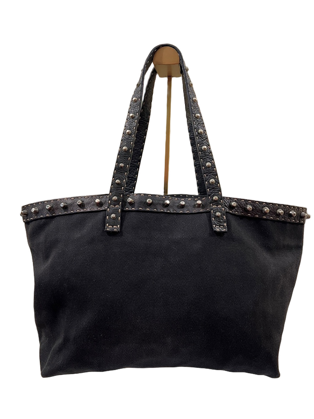 Fendi Selleria Black Studded Tote Bag